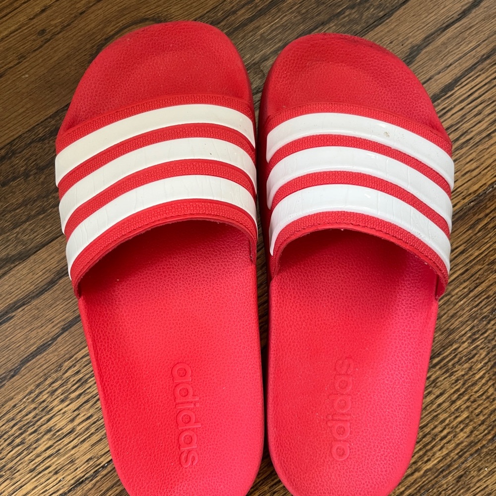 Adidas Adilette Red Classic 3-Stripe Shower Slide